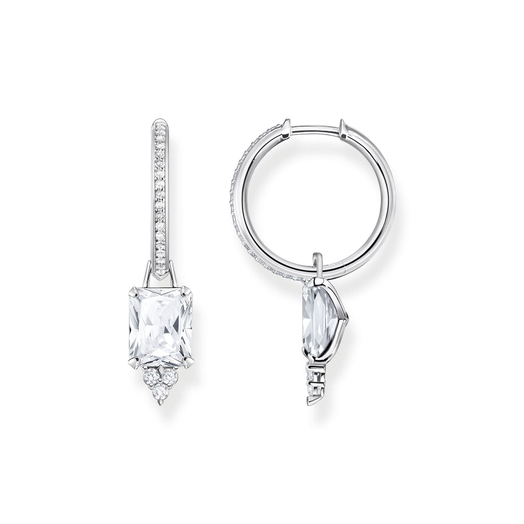 Thomas Sabo Hoop Earrings White Stone Silver - Penelope Kate