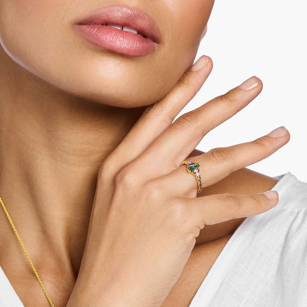 THOMAS SABO Mystic Gold And Green Cocktail Ring - Penelope Kate