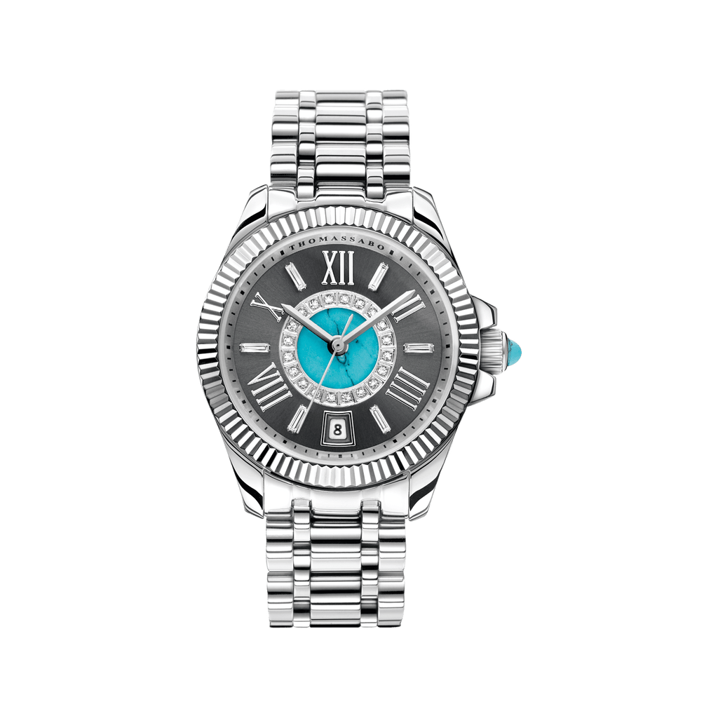 THOMAS SABO Mystic Island Watch with white stones and simulated turquoise silver - Penelope Kate