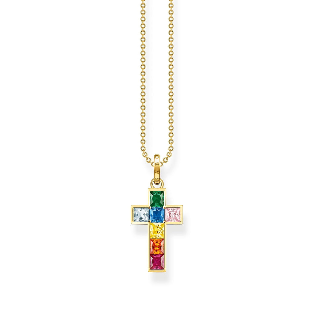 THOMAS SABO Necklace cross colourful stones gold - Penelope Kate