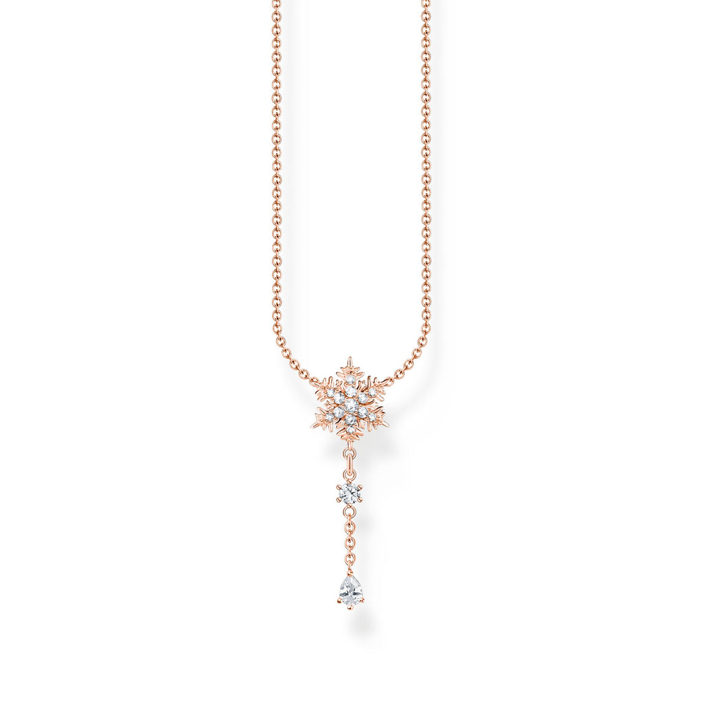 THOMAS SABO Necklace snowflake with white stones rose gold - Penelope Kate