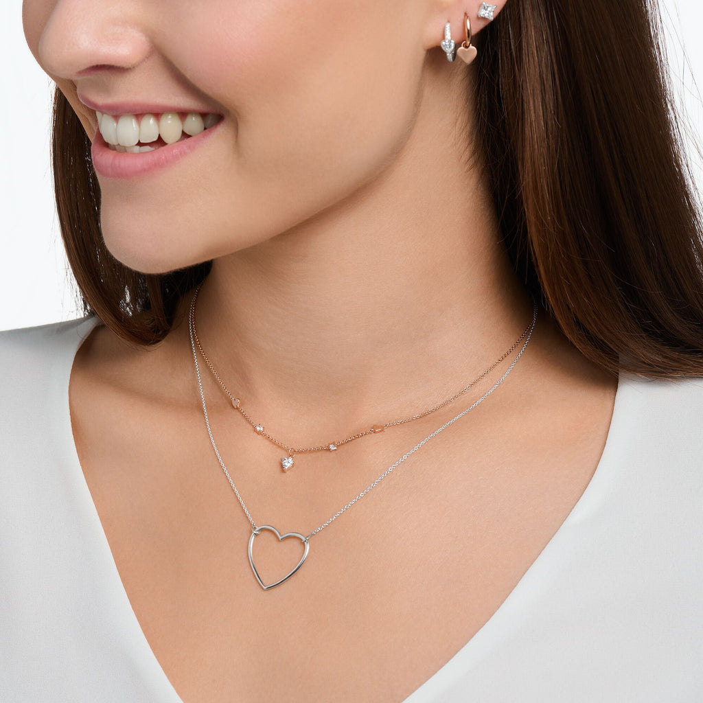 Thomas Sabo Necklace with hearts and white stones rose gold - Penelope Kate