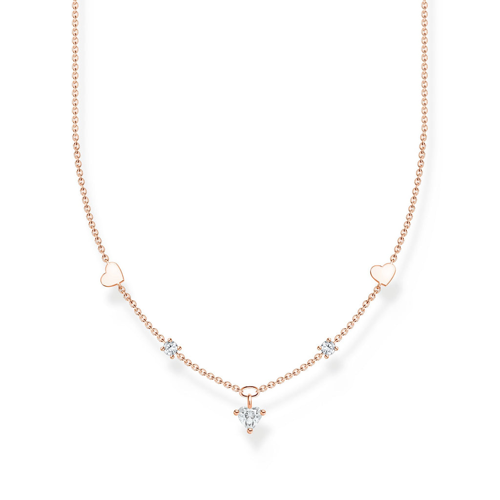 Thomas Sabo Necklace with hearts and white stones rose gold - Penelope Kate