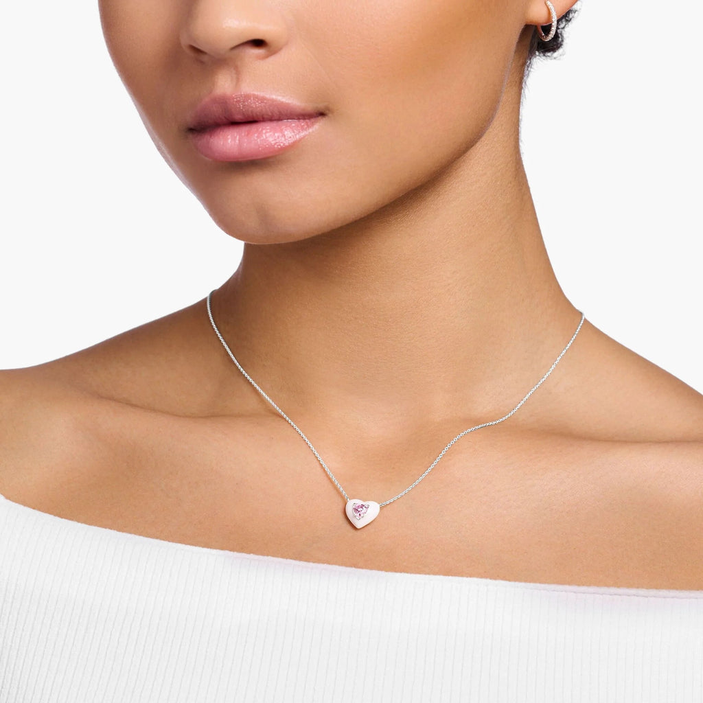 THOMAS SABO Pink Stone Heart Necklace - Penelope Kate