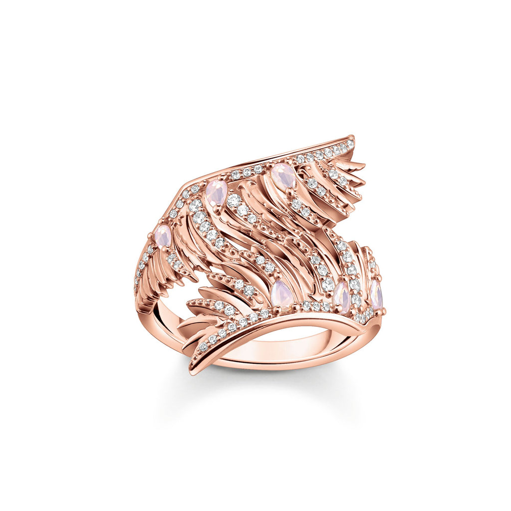 THOMAS SABO Ring phoenix wing with pink stones rose gold - Penelope Kate