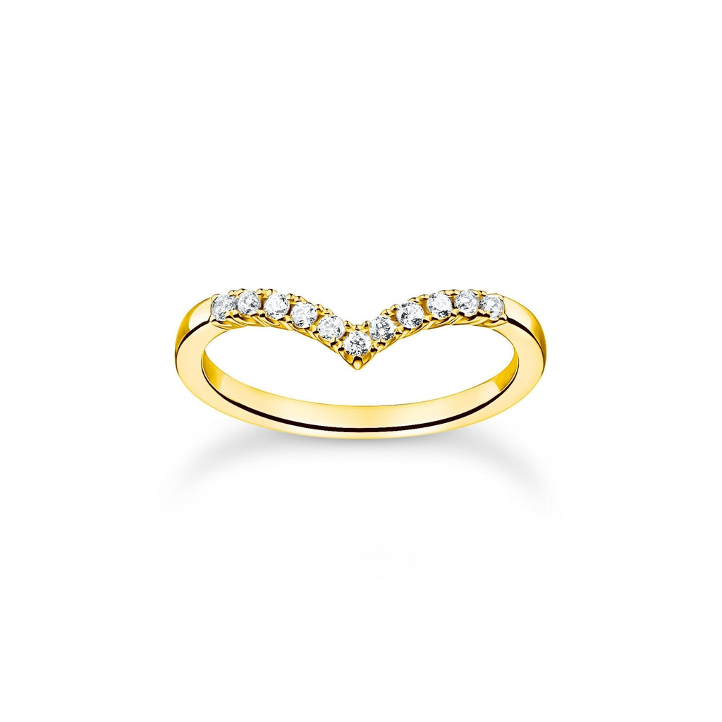 Thomas Sabo Ring V-shape with white stones gold - Penelope Kate