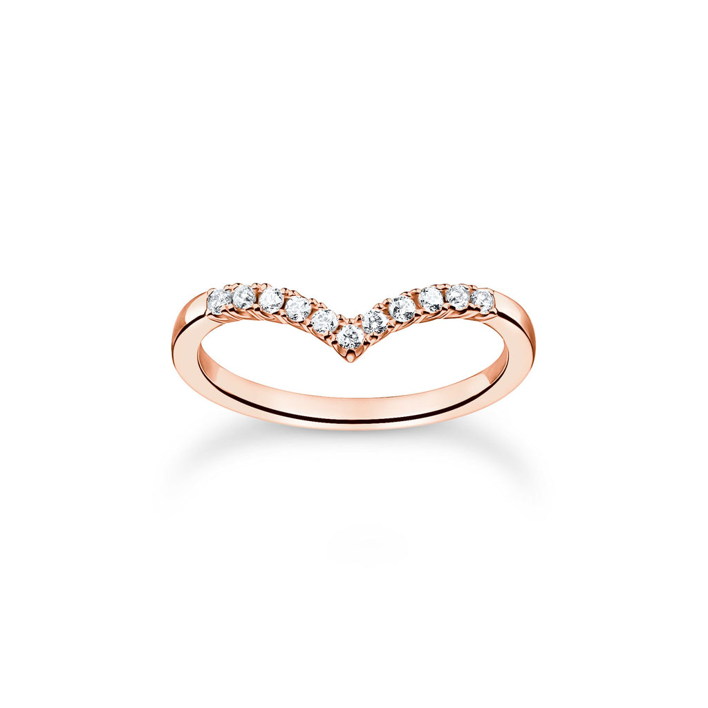 Thomas Sabo Ring V-shape with white stones rose gold - Penelope Kate