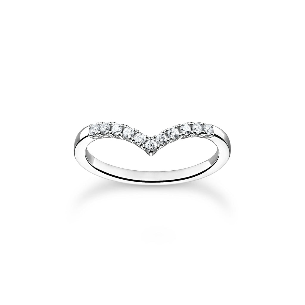 Thomas Sabo Ring V-shape with white stones silver - Penelope Kate