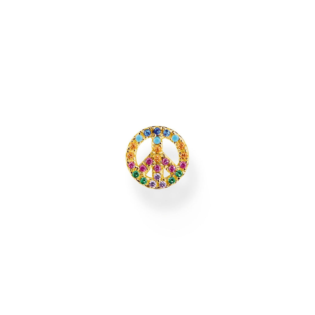 THOMAS SABO Single ear stud peace with colourful stones gold - Penelope Kate