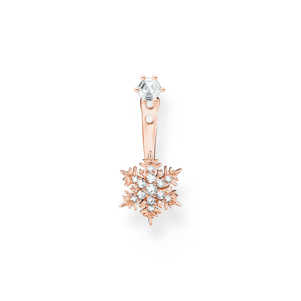 THOMAS SABO Single ear stud snowflake with white stones rose gold - Penelope Kate