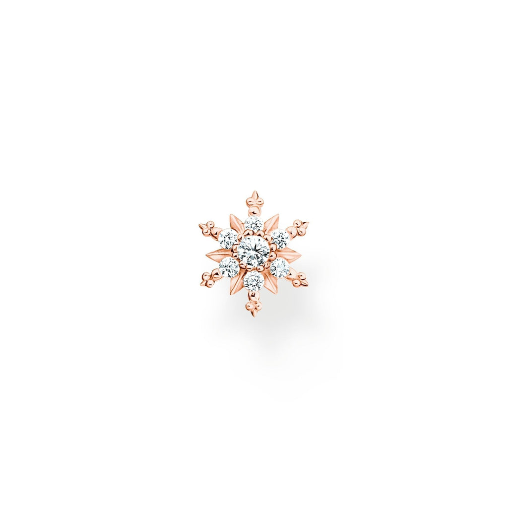 THOMAS SABO Single ear stud snowflake with white stones rose gold - Penelope Kate