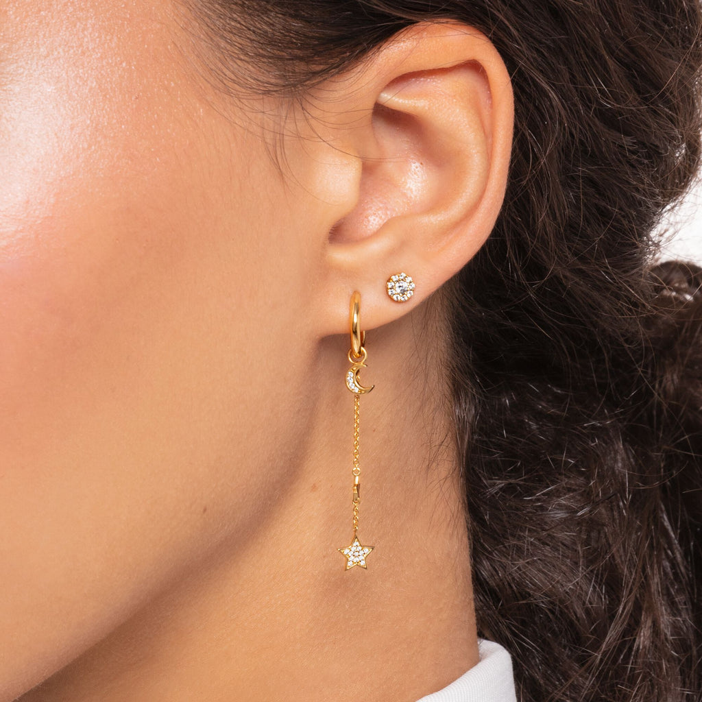 Thomas Sabo Single hoop earring with moon pendant gold - Penelope Kate