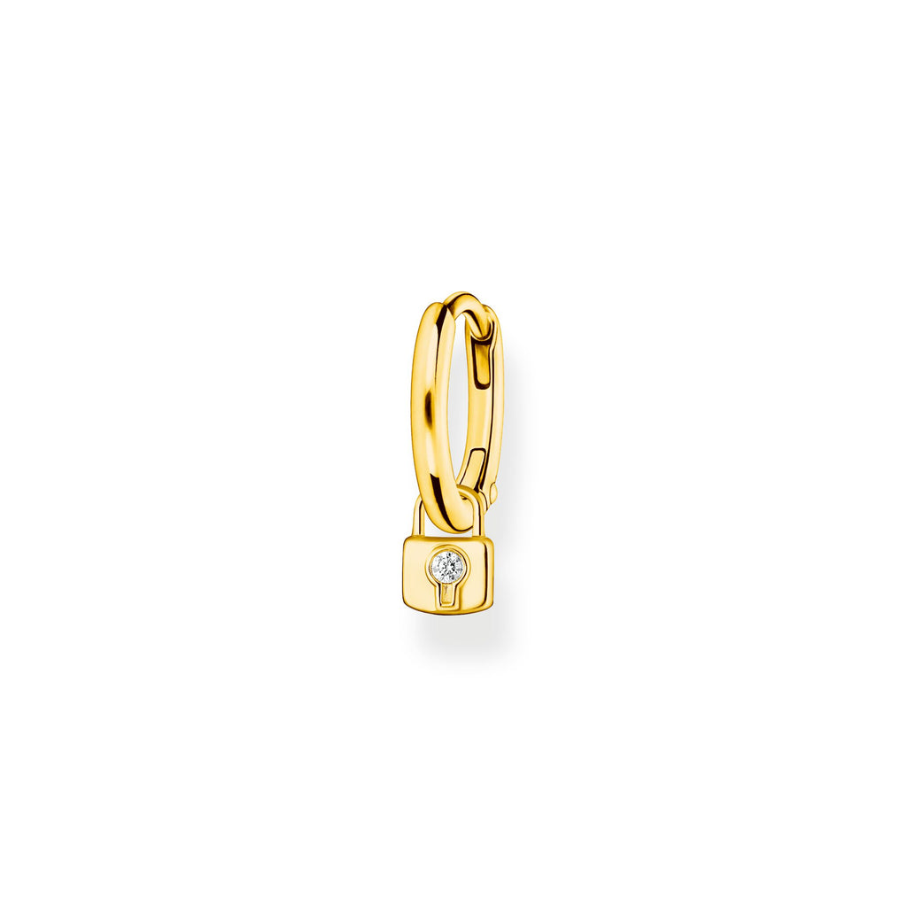 Thomas Sabo Single hoop earring with padlock pendant gold - Penelope Kate