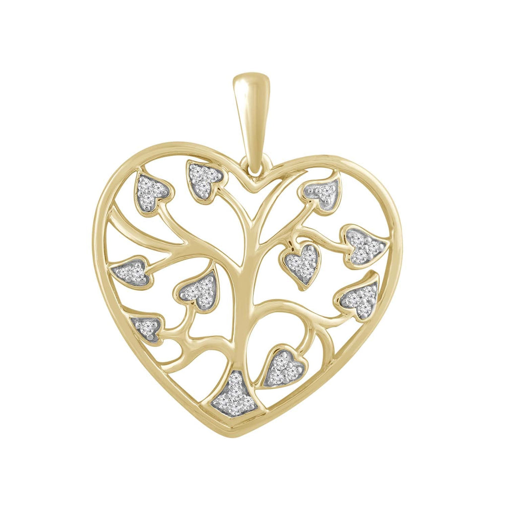 Tree Of Life Pendant with 0.10ct Diamond in 9K Yellow Gold - Penelope Kate