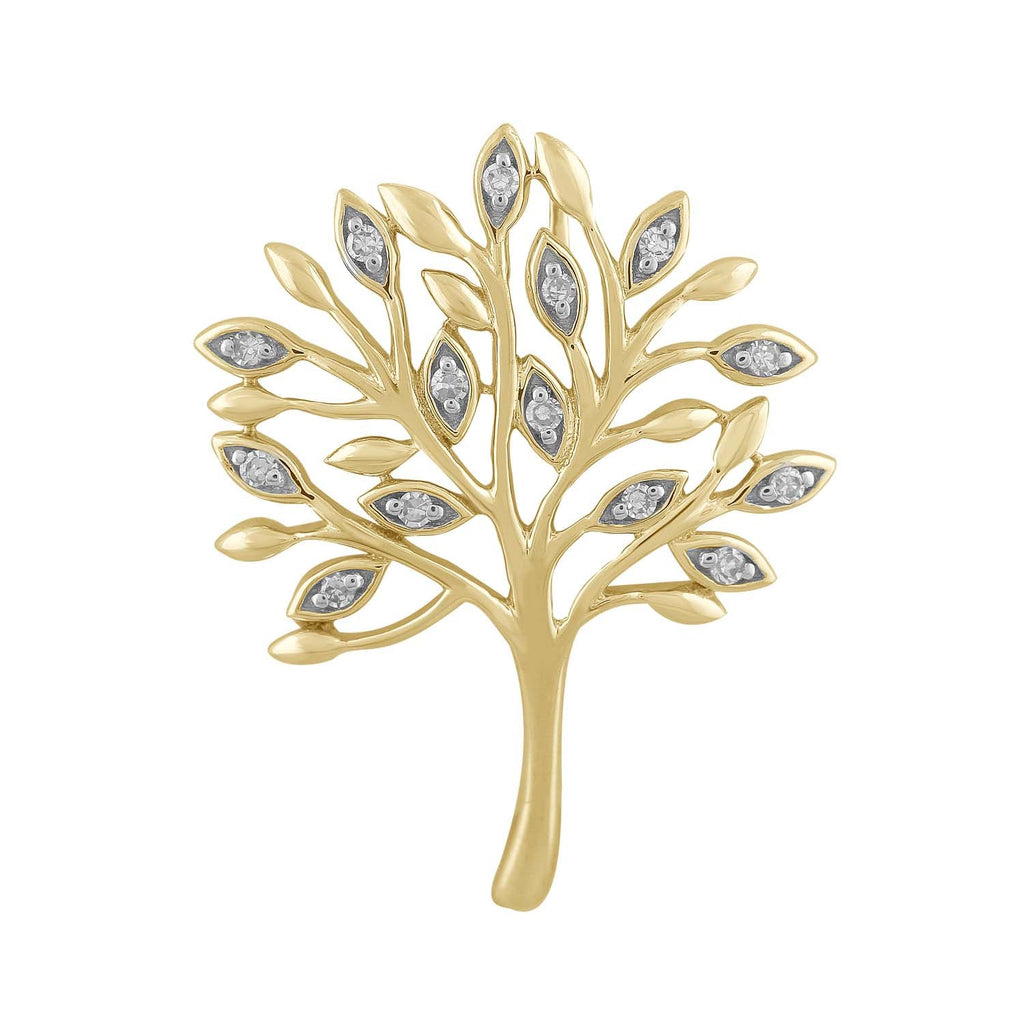 Tree Pendant with 0.05ct Diamond in 9K Yellow Gold - Penelope Kate
