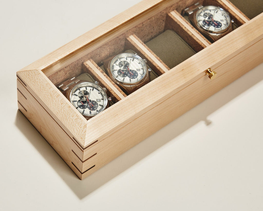 Wolf Analog Shift 5 Piece Watch Box Wood - Penelope Kate