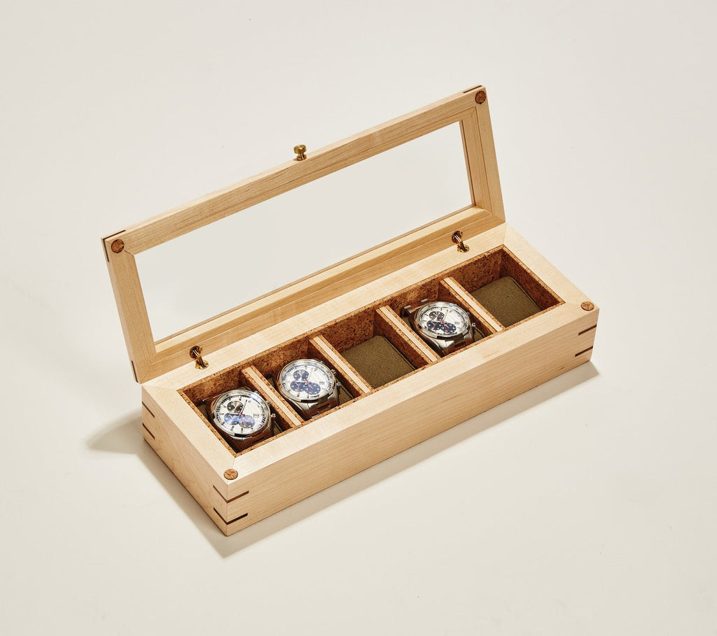 Wolf Analog Shift 5 Piece Watch Box Wood - Penelope Kate