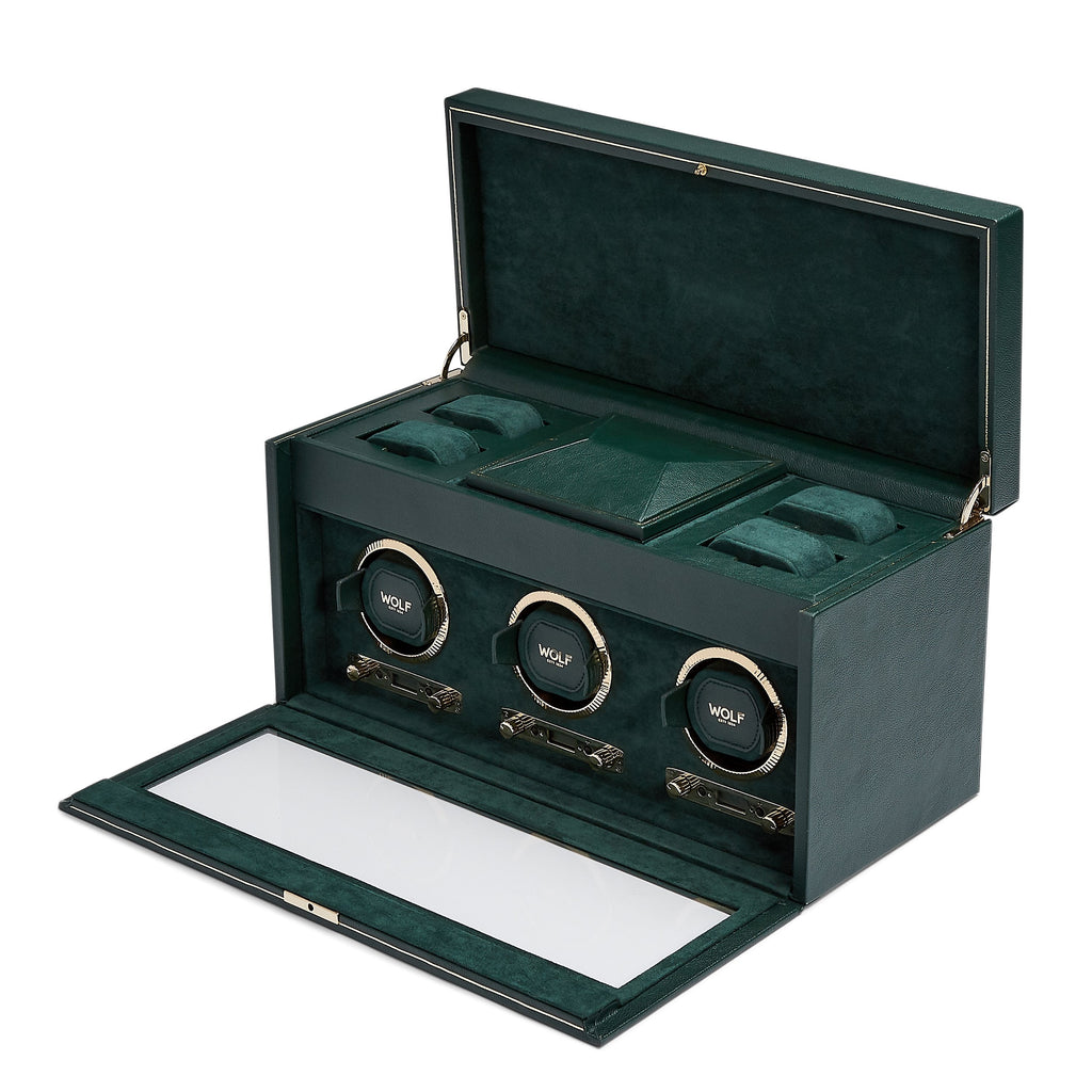 Wolf Brit Racing Green Triple Watch Winder - Penelope Kate