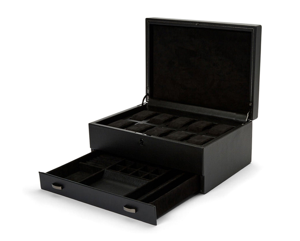 Wolf British Racing 10 Piece Watch Box with Drawer Black - Penelope Kate