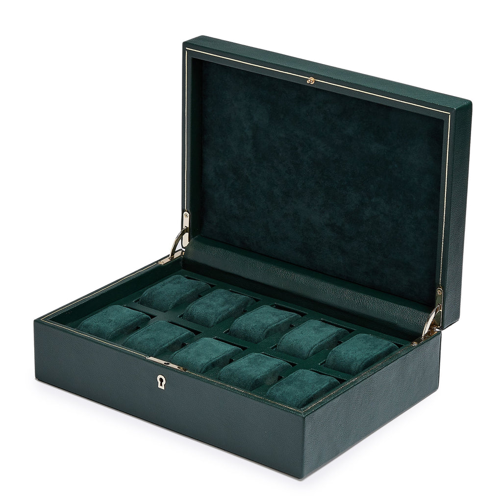 Wolf British Racing Green 10 Pc Watch Box - Penelope Kate