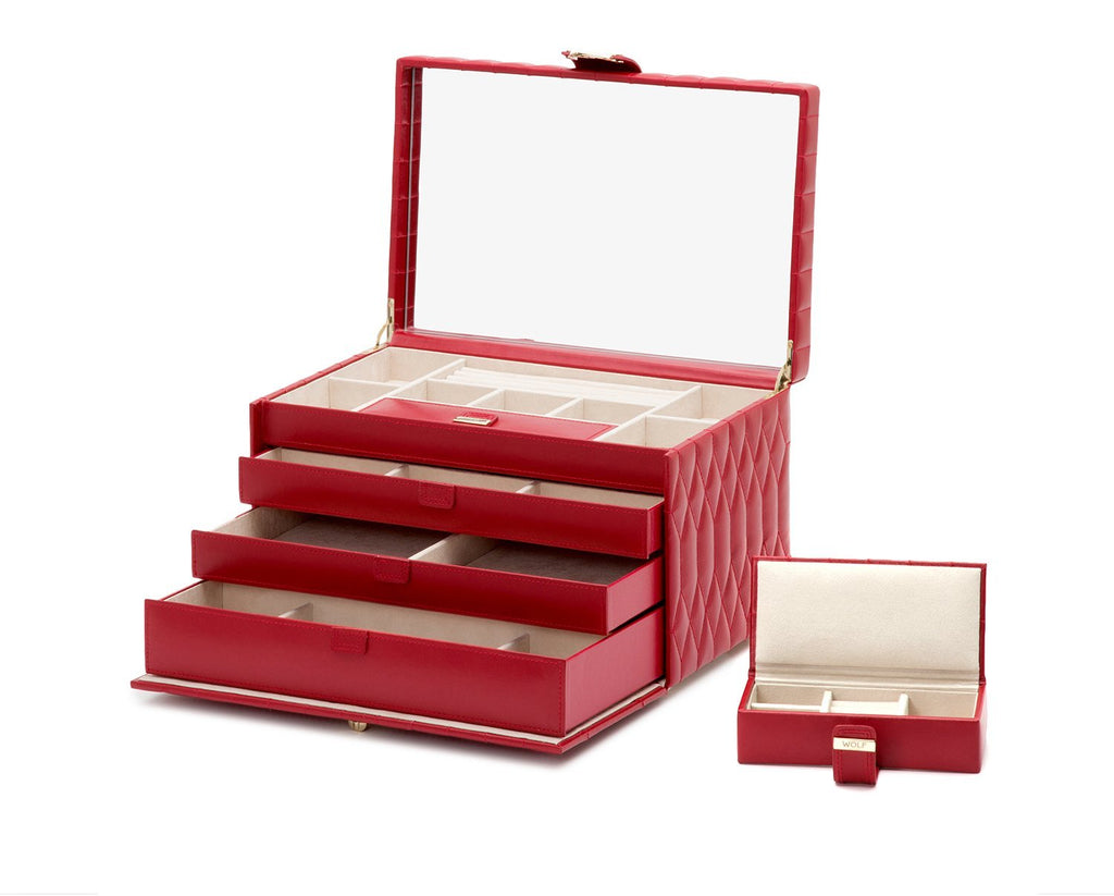 Wolf Caroline Large Jewellery Case Red - Penelope Kate