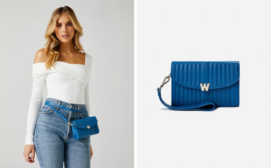 Wolf Mimi Crossbody Bag with Wristlet Blue - Penelope Kate