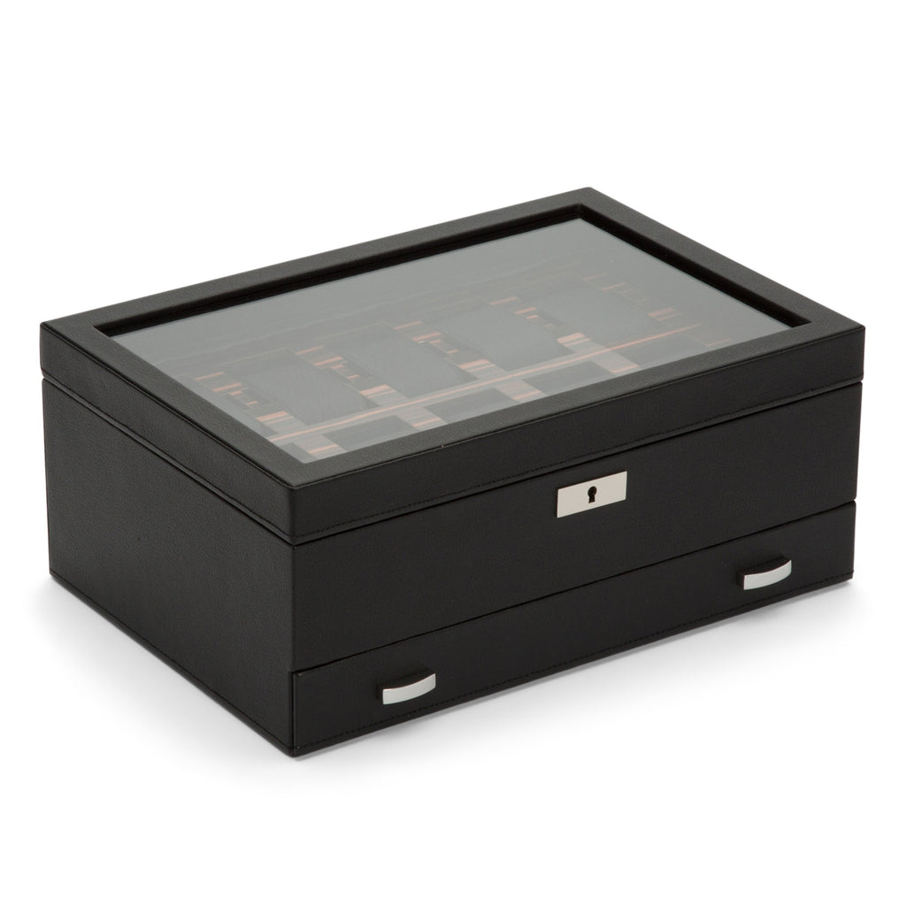 Wolf Roadster 10P Watch Box W/ Drawer Black - Penelope Kate